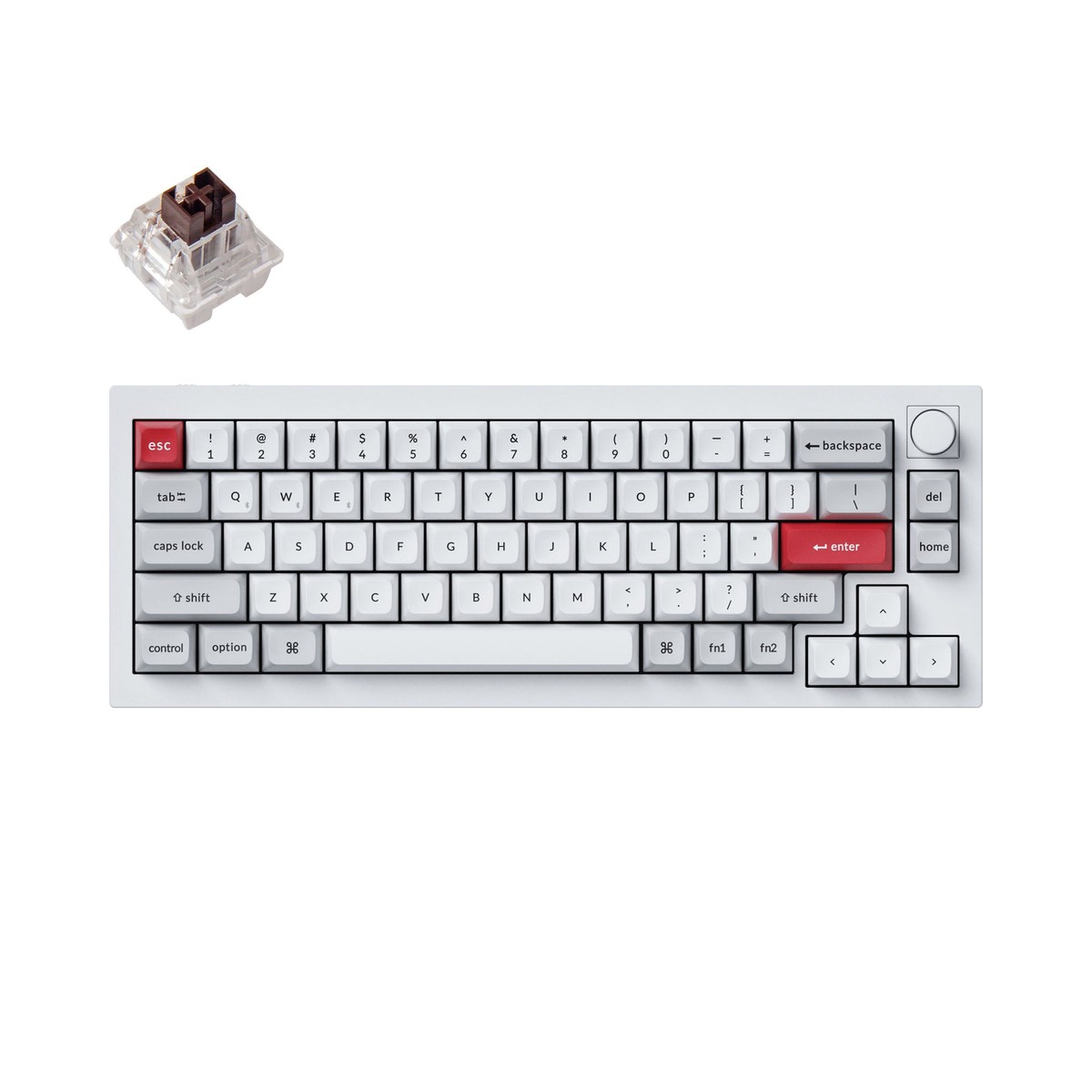 Keychron Q2 Pro QMK/Via Knob Version Hot-Swappable RGB Backlight Wireless Custom Mechanical Keyboard  Shell White (K Pro Brown Switch) (Q2P-P3)