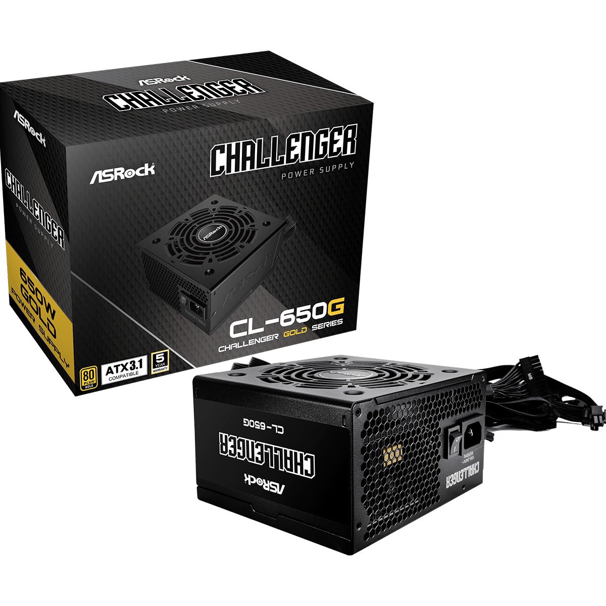 ASRock Challenger CL-650G 650W 80+ Gold ATX 3.1 Ready Non-Modular Power Supply