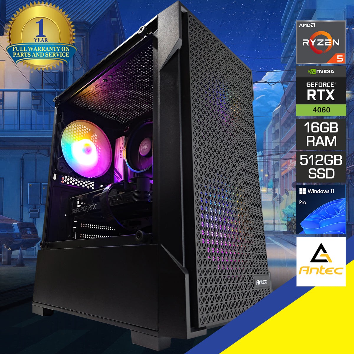 Alpha VX100M Black Desktop Gaming PC | AMD Ryzen 5 5600 | 16GB RAM | 512GB SSD | RTX 4060 | Windows 11 Pro