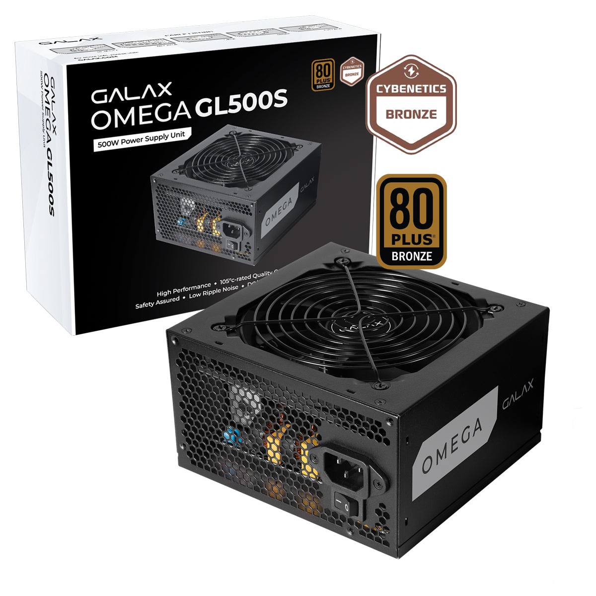 Galax Omega GL500S 500W 80+ Bronze & Cybenetics Bronze ATX 2.51 Non-Modular Power Supply (PGO50BOTNATB0)