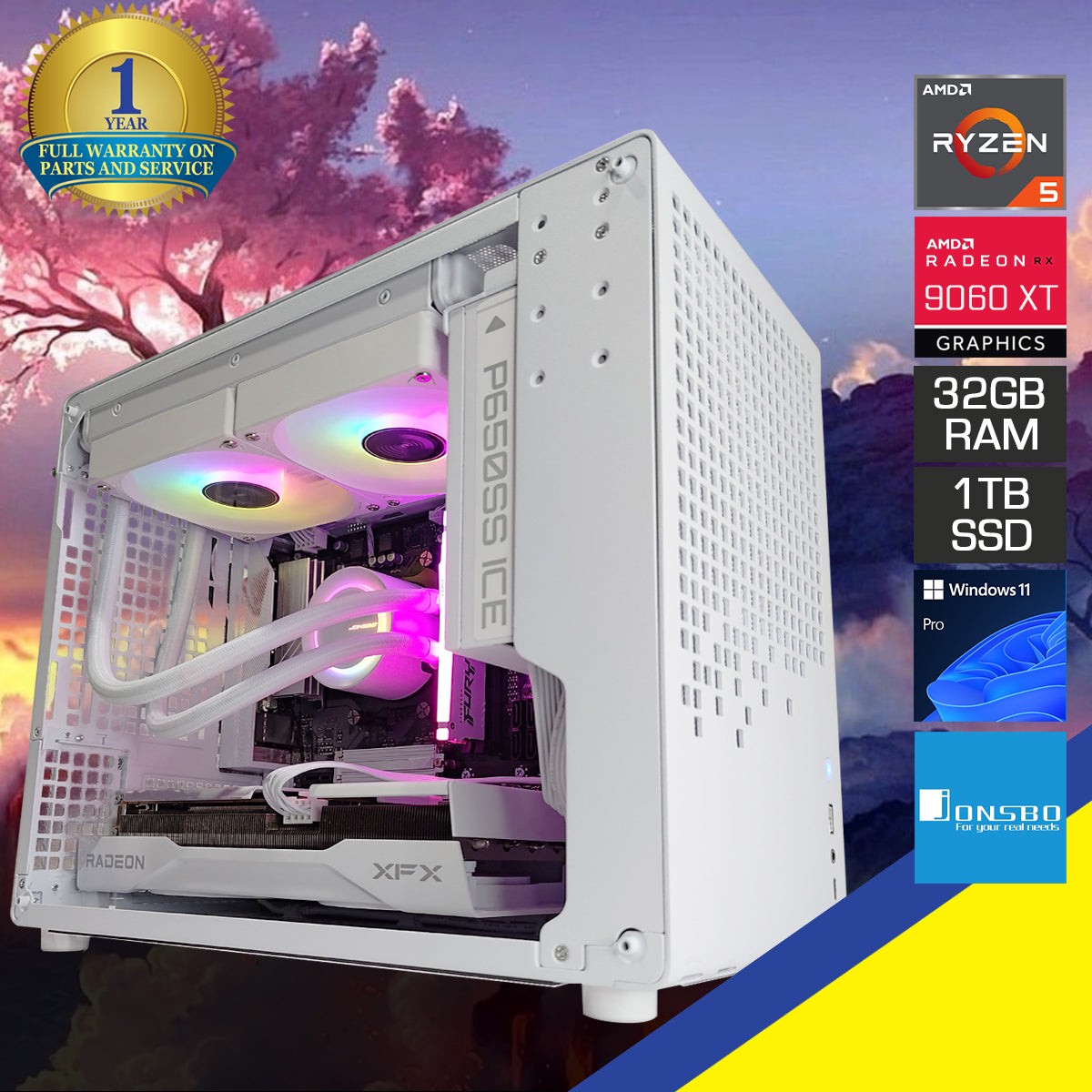 Sigma Z20 White Desktop Gaming PC | Ryzen 5 7500F | 32GB RAM | 1TB SSD | RX 9060 XT | Windows 11 Pro