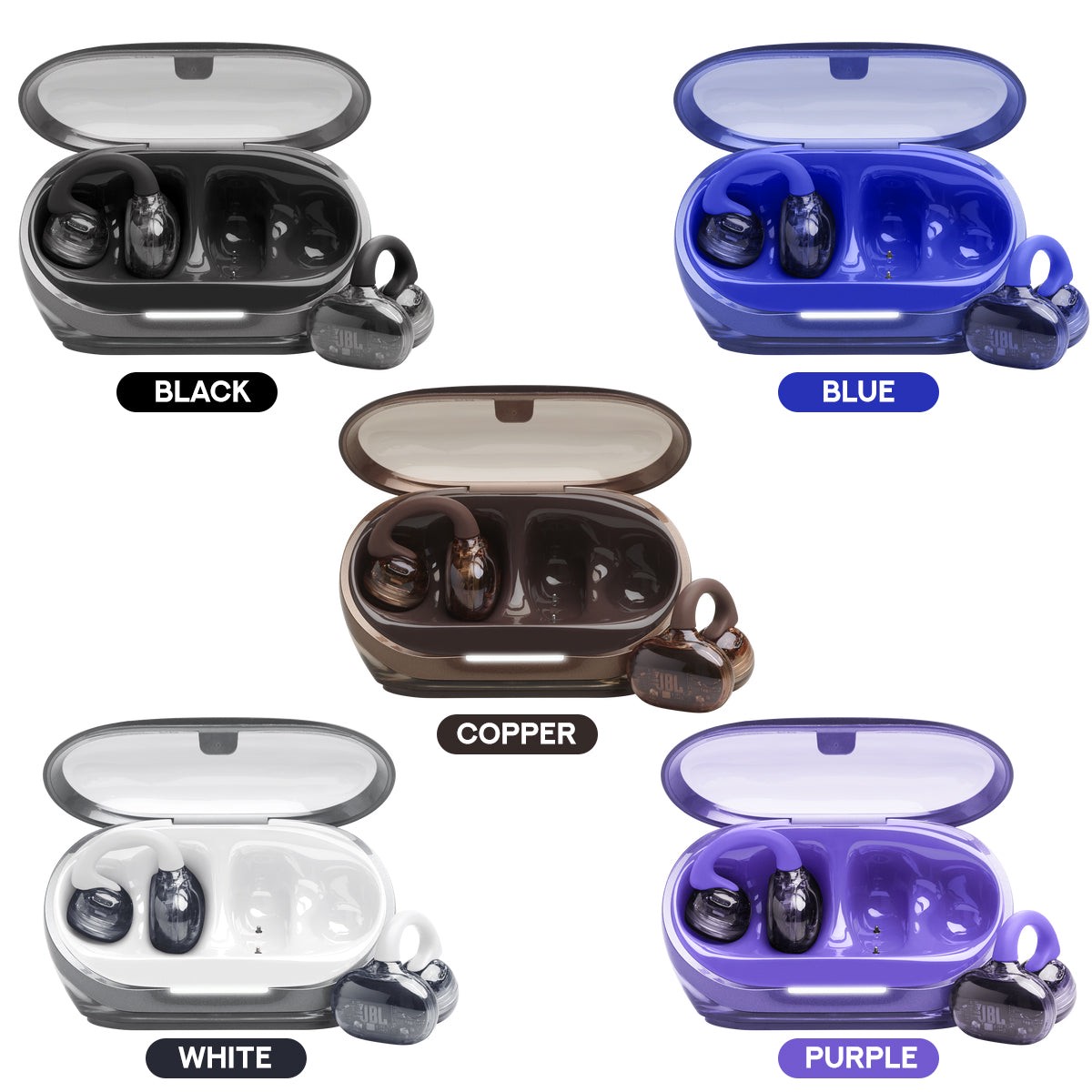 JBL Soundgear Clips True Wireless Open-Ear Headphones (Black, Blue, Copper, White, Purple)
