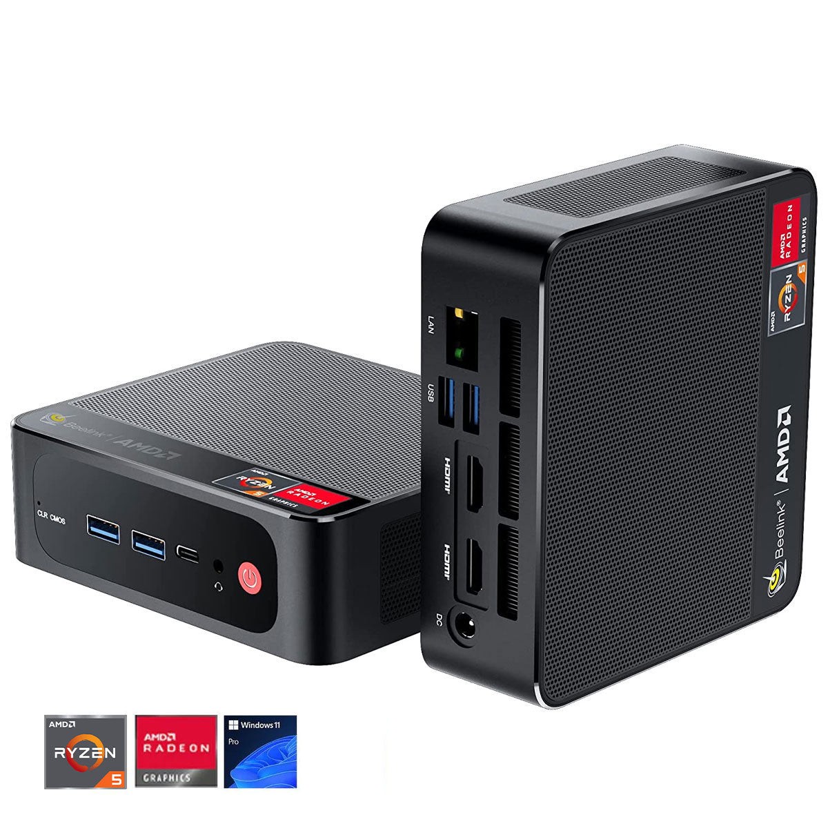Beelink SER5 AMD Ryzen 5 5500U 16GB RAM 500GB SSD Windows 11 Pro Mini PC (Black)