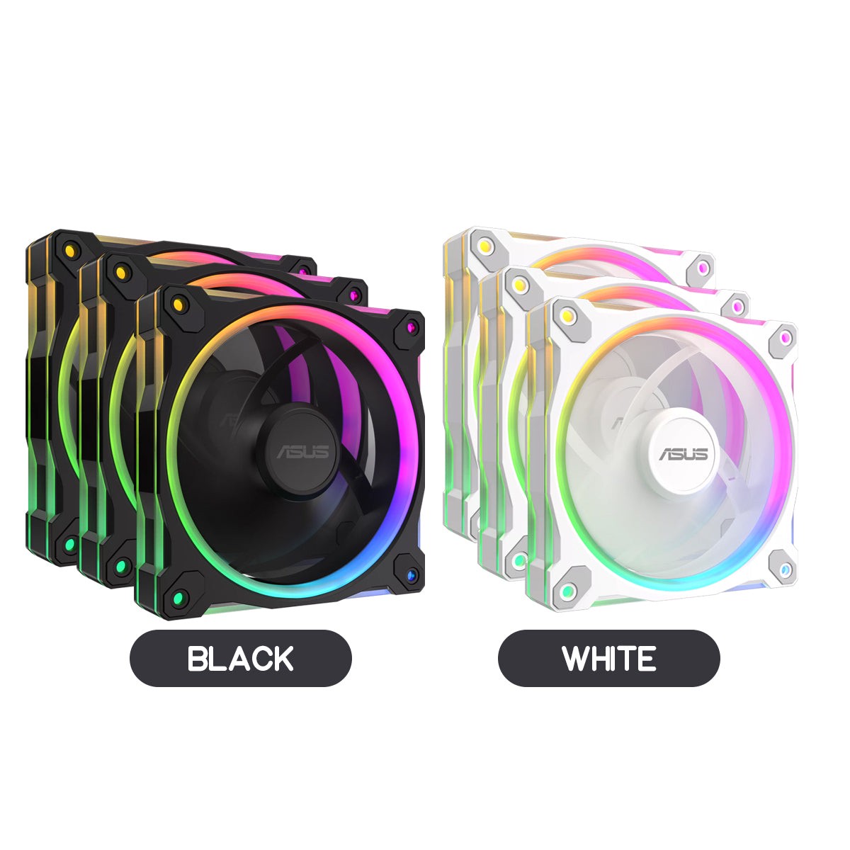 Asus Prime MR120 ARGB Fan (Triple Pack) (Black, White)