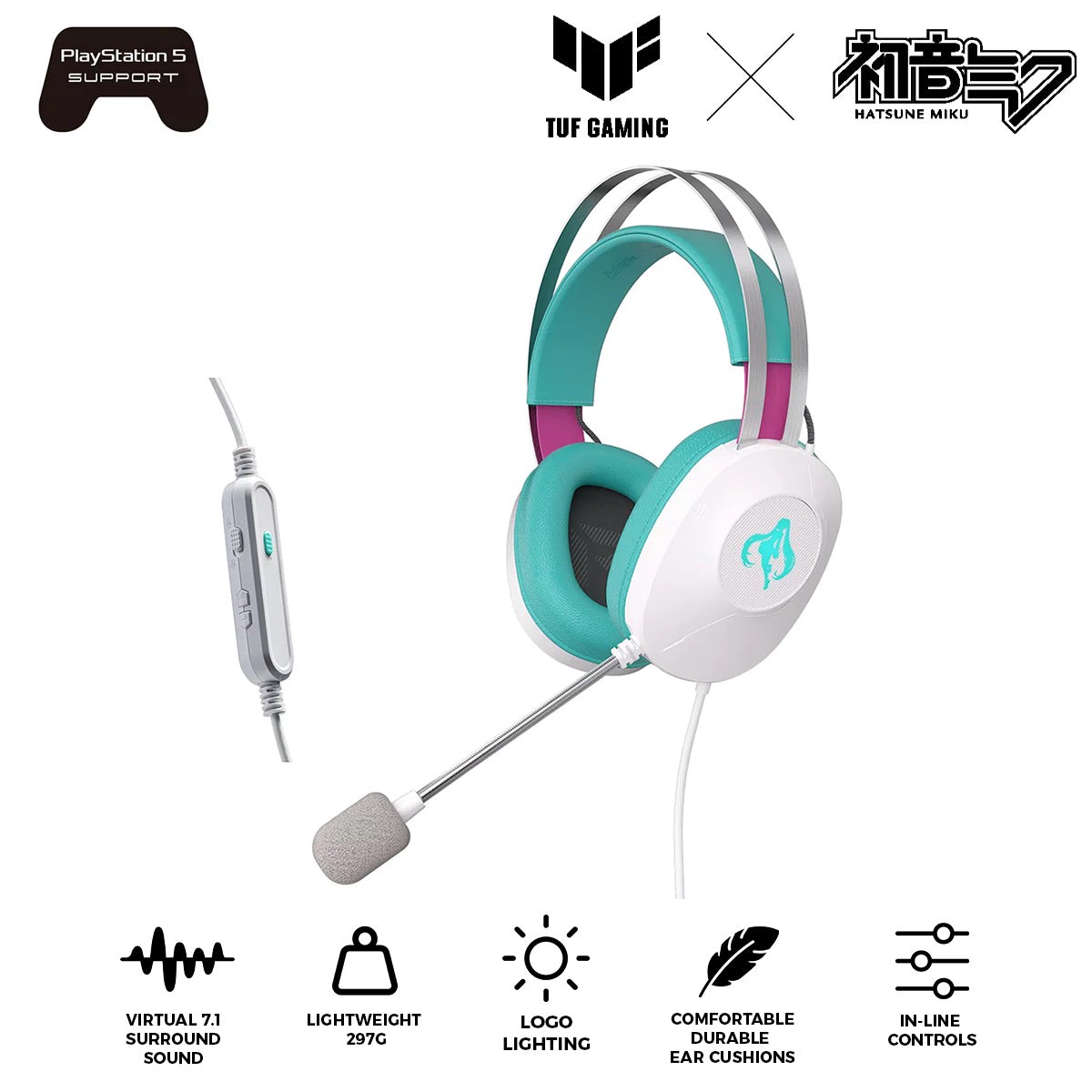 Asus TUF Gaming H1 Gen II Hatsune Miku Ed. Wired Headset (A303)