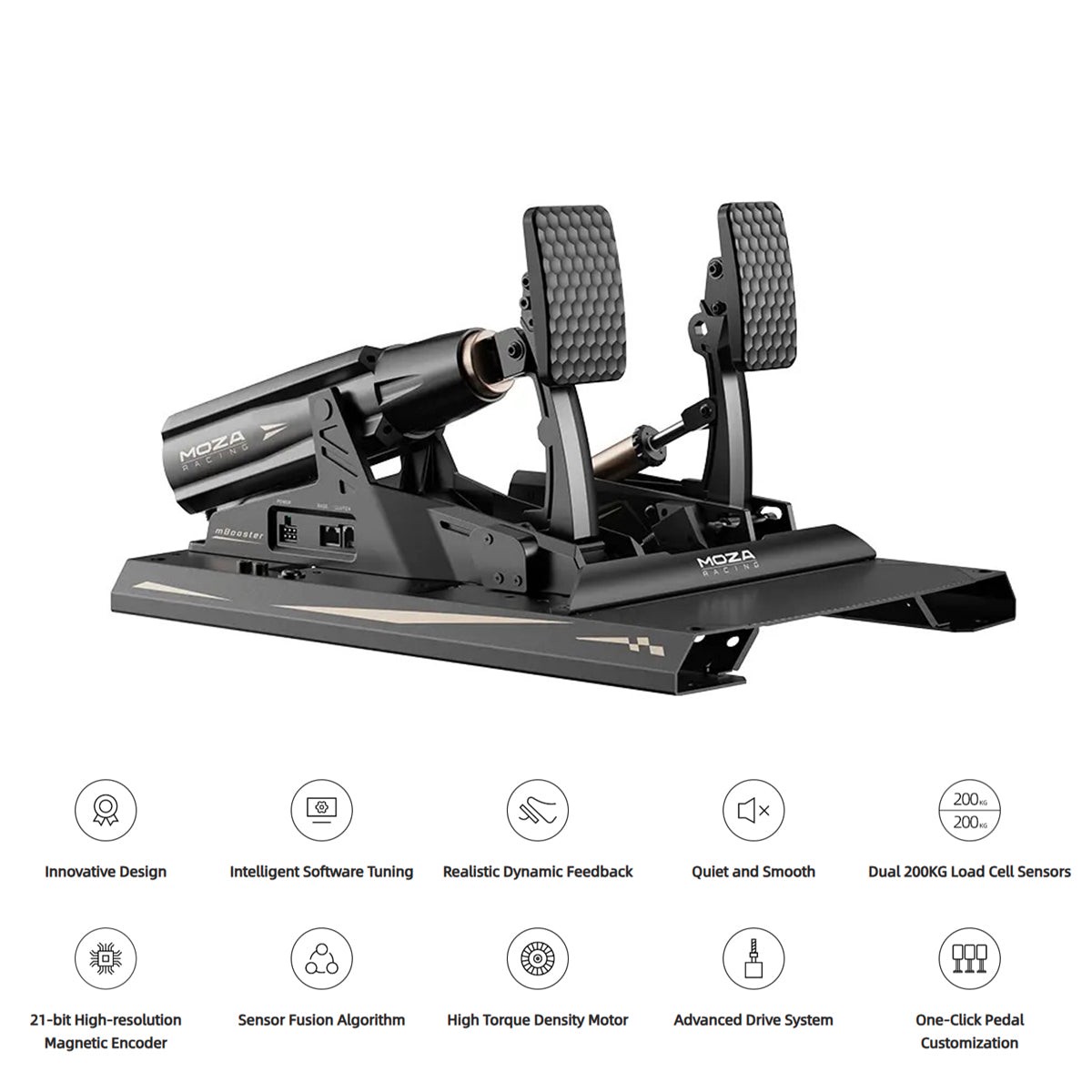 Moza Racing mBooster Pedal Set with CRP2 Throttle (RS082)
