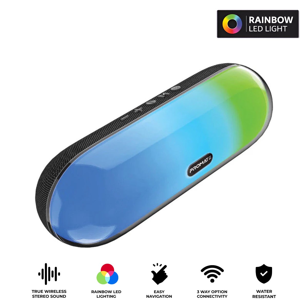 Promate LumiBar LumiSound High Fidelity True Wireless Bluetooth v5.3 Speaker