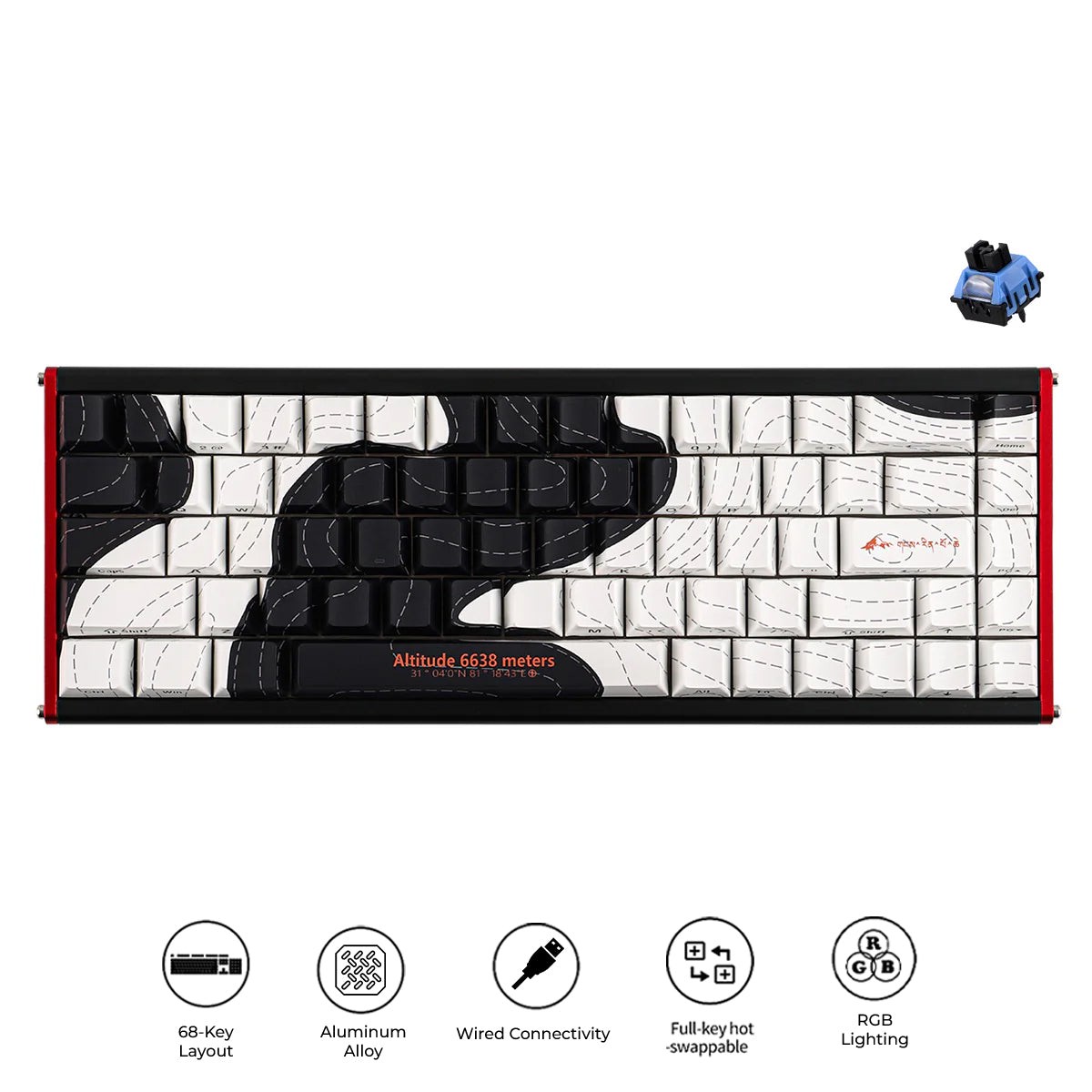 Ajazz ALUX68 Max RGB Wired 68-Keys Aluminum CNC Case Hot-Swappable Mechanical Keyboard (Mount Kailash: The Rhythm of Night and Day) (Aquarius Magnetic Switch)