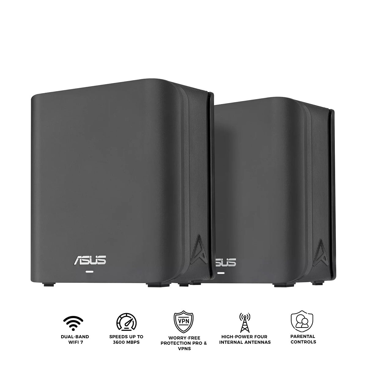 Asus ZenWiFi BD4 BE3600 Dual-Band WiFi 7 Whole Home Mesh System Extendable Router (2 Pack) (Black)