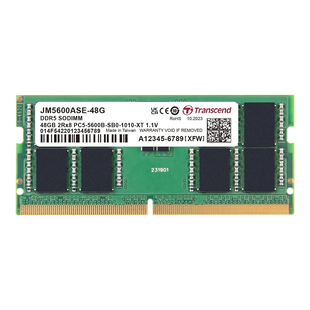 Transcend JetRam 48GB DDR5 5600MHz SODIMM 2Rx8 CL46 1.1V (JM5600ASE-48G)