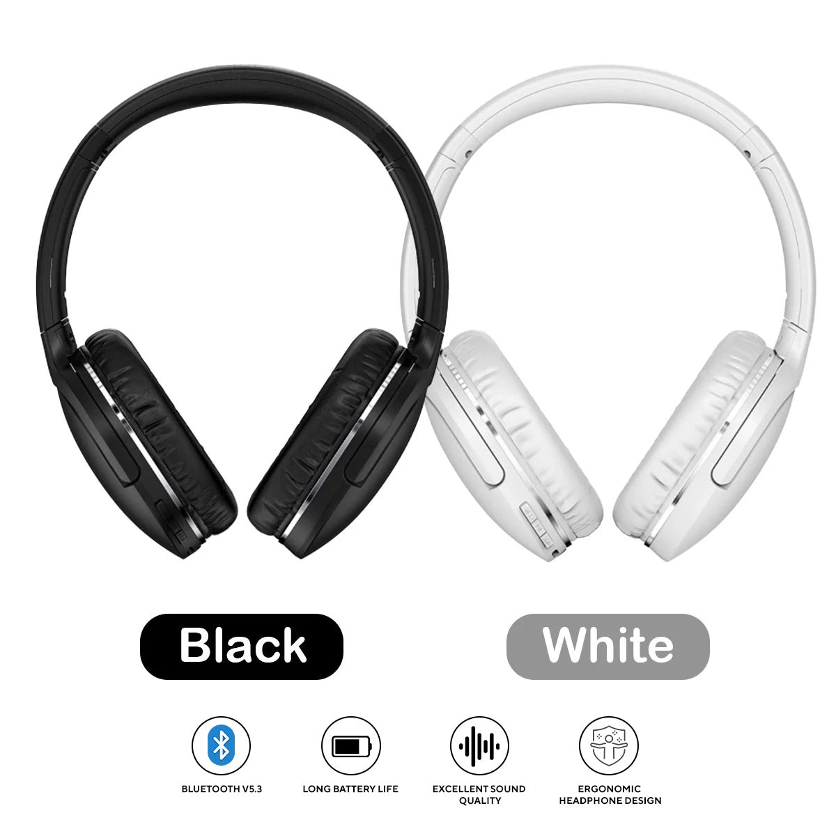Baseus Encok Wireless Headphone D02 Pro (Black, White) (NGTD010301, NGTD010302)
