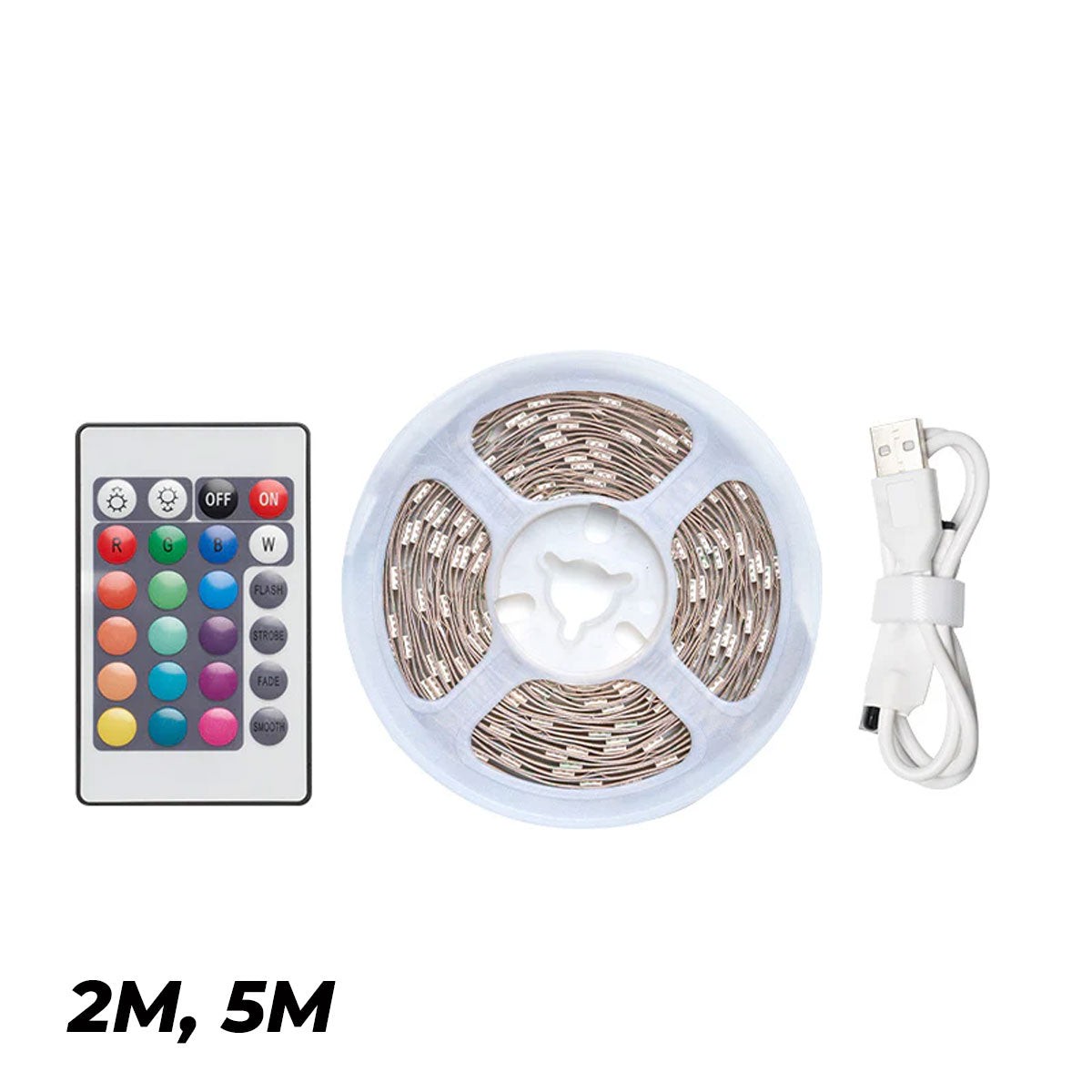 Vention RGB FPC LED Strip Lights with IR Remote & USB 5V Power Supply - 2M, 5M (PAAWH, PAAWJ)