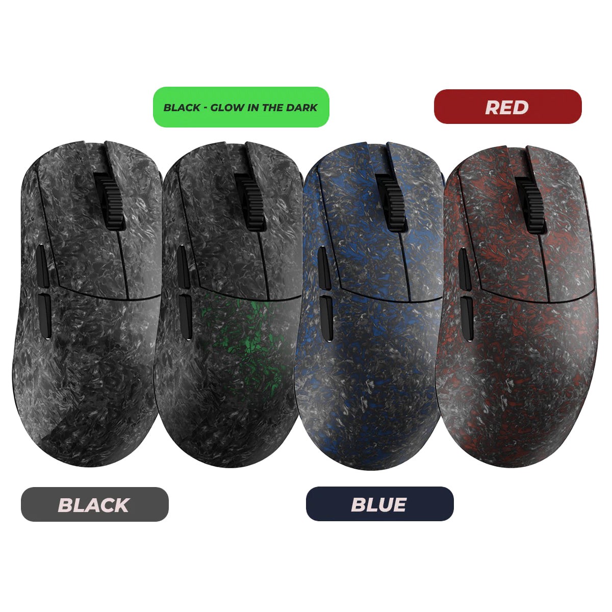 WLMouse YING Forged Carbon Fiber Gaming Mouse ( Black - Glow in the Dark, Black, Blue, Red)