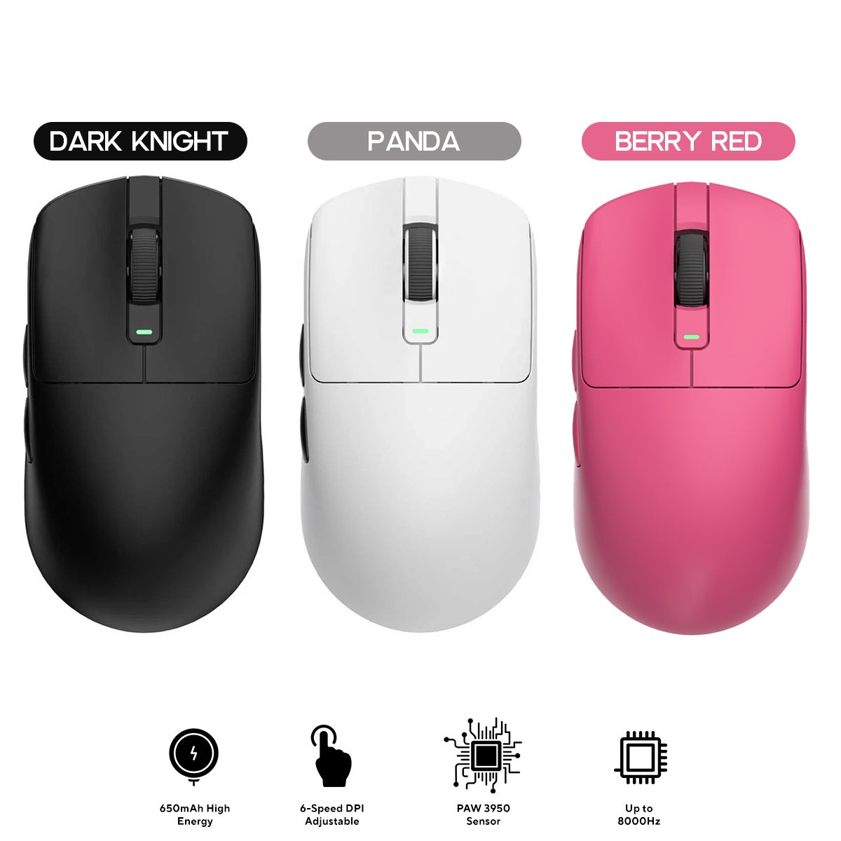Royal Kludge M3 8K Hz Gaming Mouse (Dark Knight, Panda, Berry Red)