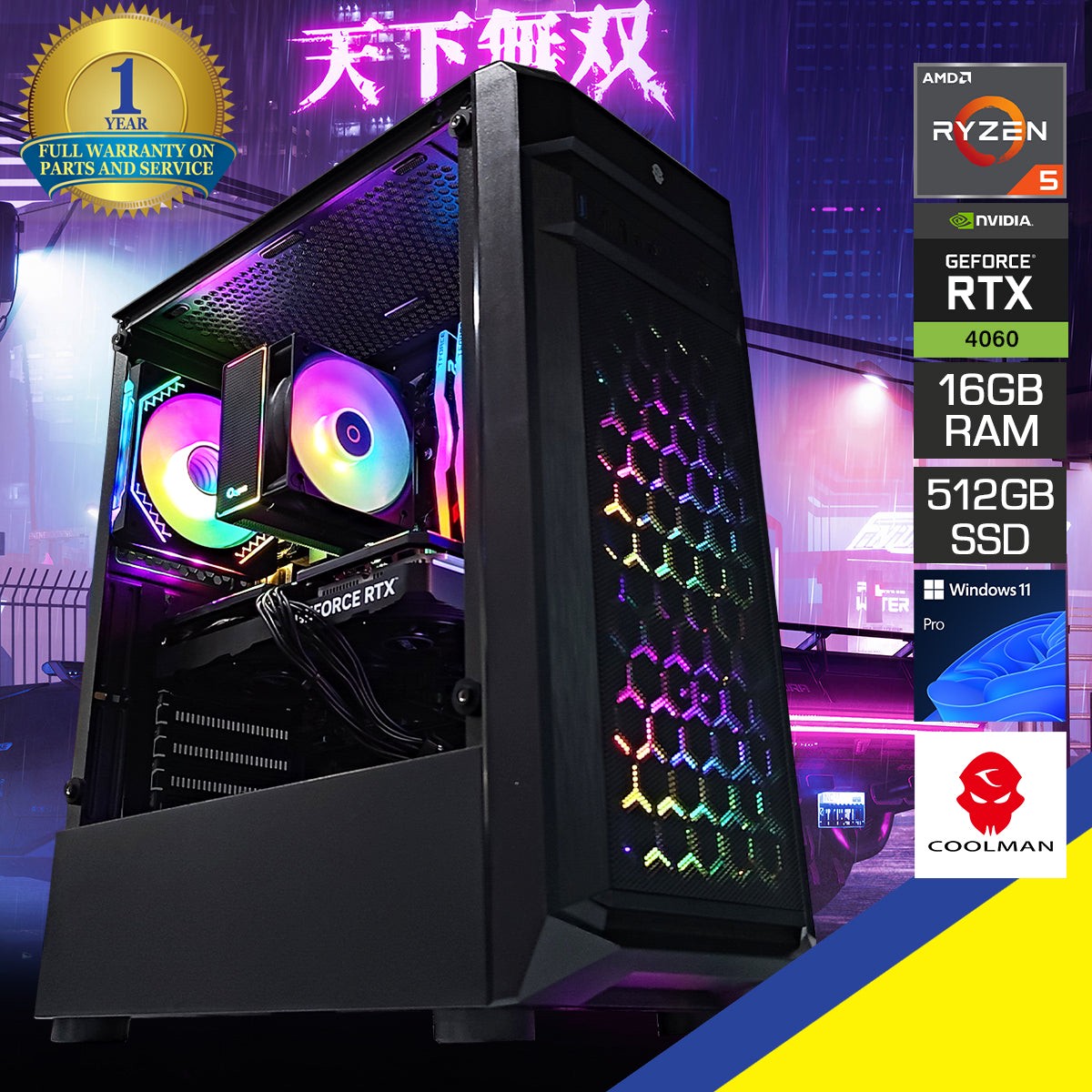 Alpha Harley Black Desktop Gaming PC | AMD Ryzen 5 5500 | 16GB RAM | 512GB SSD | RTX 4060 | Windows 11 Pro