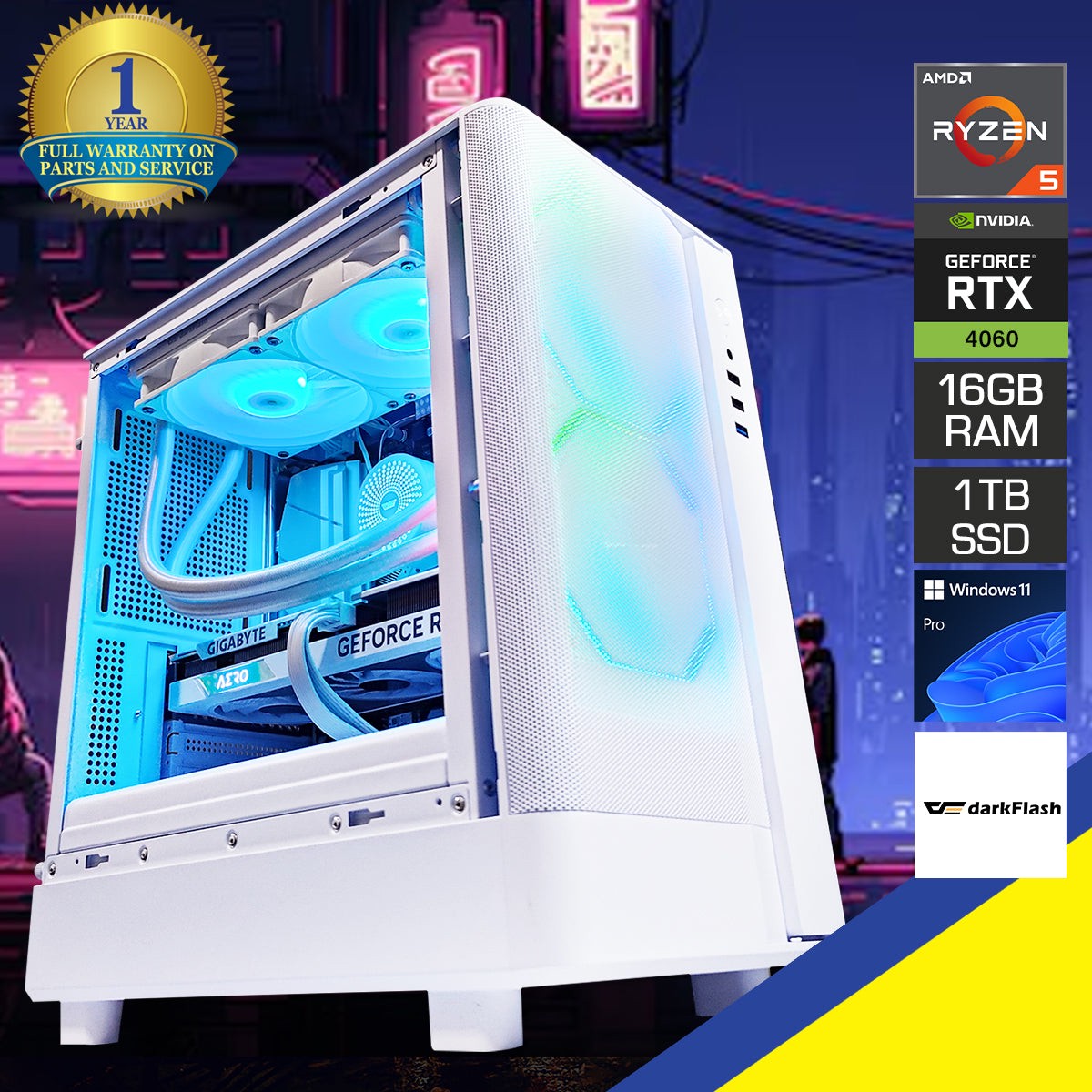 Sigma DB330M Mesh White Desktop Gaming PC | AMD Ryzen 5 5600X | 16GB RAM | 1TB SSD | RTX 4060 | Windows 11 Pro