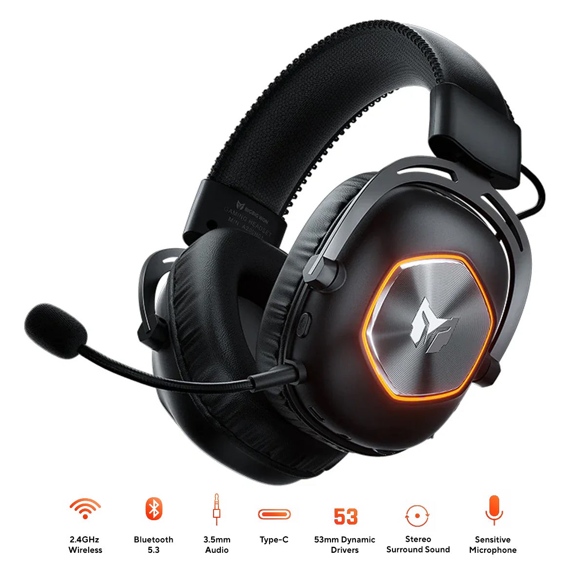 Bigbig Won Halo Pro Tri-Mode Gaming Headset for PS5 / PS4 / XboxOne / Xbox Series / Switch / PC / Android / iOS (Black)