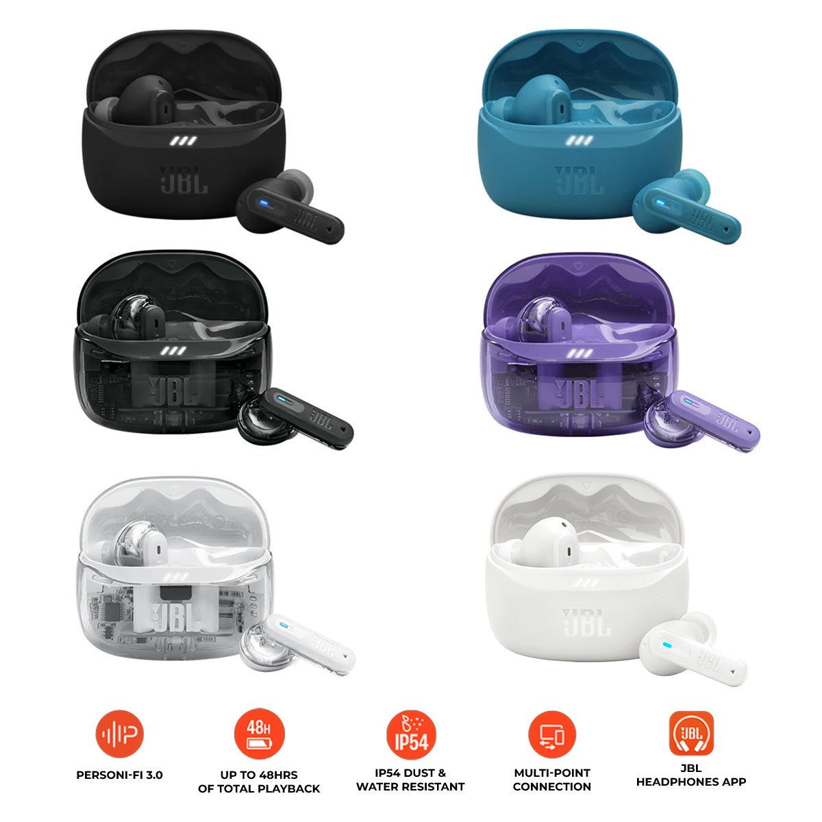 JBL Tune Beam 2 True Wireless Noise Cancelling Earbuds with JBL Spatial Sound & Smart Ambient Technology (Black, Turquoise, Ghost White, Ghost Black, Ghost Mauve)
