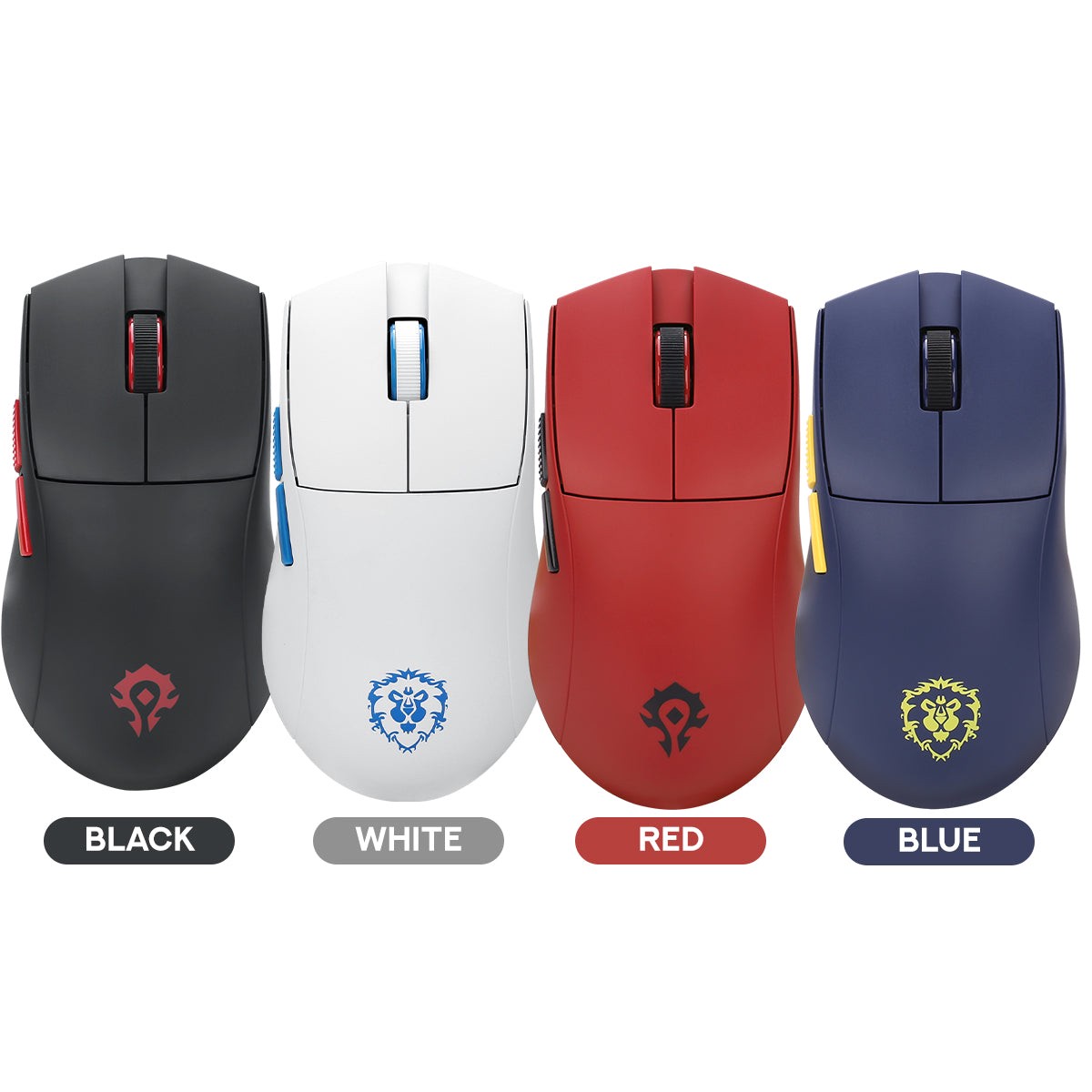 Redragon World Of Warcraft Wired +2.4Ghz Tri-Mode Ultra Light-Weight Gaming Mouse (Black, White, Red, Blue) (YGK01)