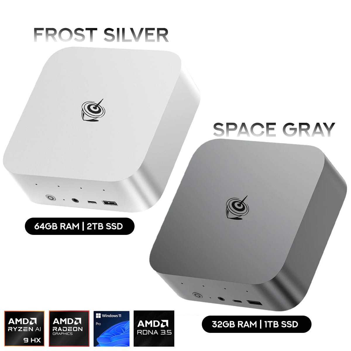 Beelink SER9 AMD Ryzen AI 9 HX 370 Processor (64GB RAM+2TB SSD | 32GB RAM+1TB SSD) Windows 11 Pro Mini PC (Frost Silver, Space Grey)