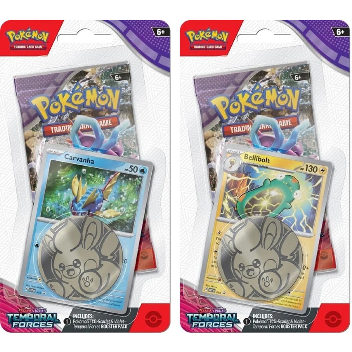 Pokemon Trading Card Game SV05 Scarlet & Violet Temporal Forces Checklane Blister  (188-85649) (Bellibolt, Carvanha)