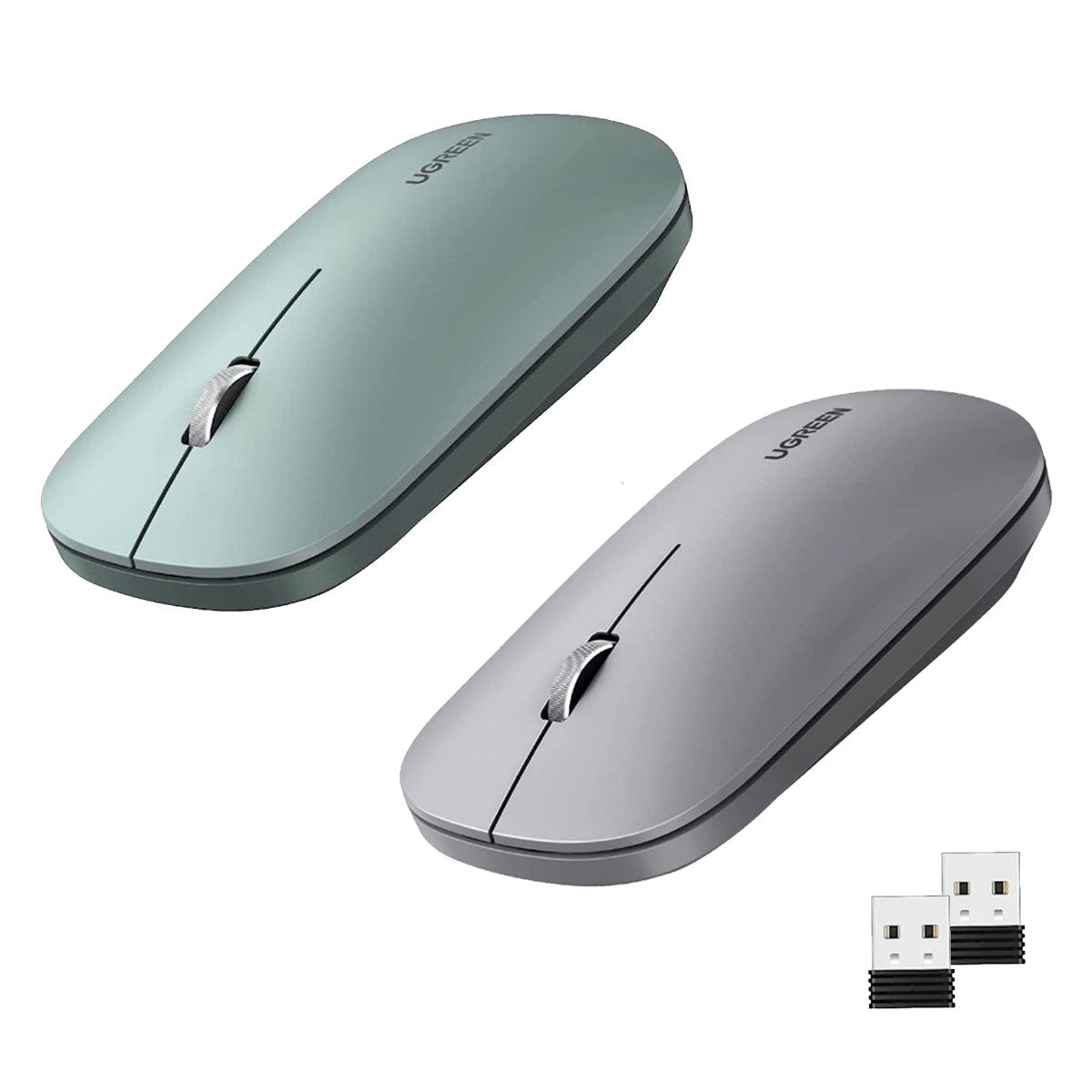 UGreen 4000 DPI Portable Wireless Mouse (Gray, Green)