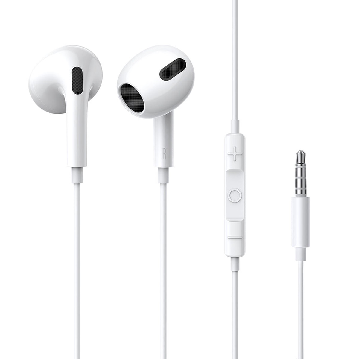 Baseus Encok H17 3,5 mm minijack-hovedtelefoner med ledning, hvide (NGCR020002)