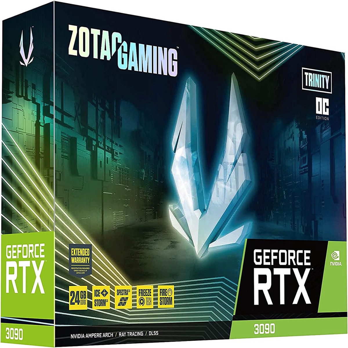 ZOTAC Gaming GeForce RTX 3090 Trinity OC 24GB GDDR6X 384-bit 19.5 Gbps PCIE 4.0 Gaming Graphics Card | ZT-A30900J -10P